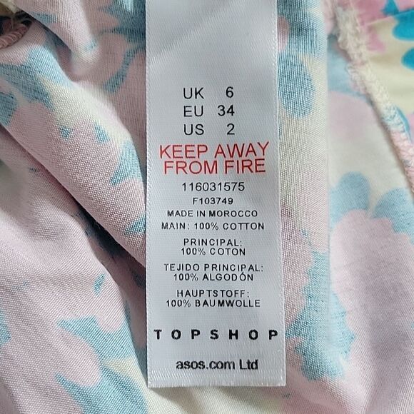 TopShop Poplin Daisy Cut Out Side sleeveless top in pink and blue - Picture 7 of 7